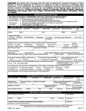 CIGNA Accidental Dismemberment Insurance Claim Form