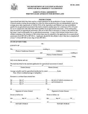 Agricultural Assessment Written Lease Affidavit