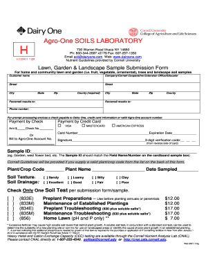 Lawn Garden Landscape Soil Sample Submission Form