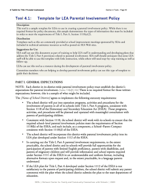 Title I Parental Involvement Policy Template