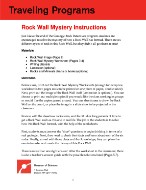 Rock Wall Mystery Worksheet