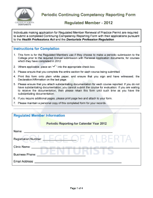 Periodic Continuing Competency Reporting Form