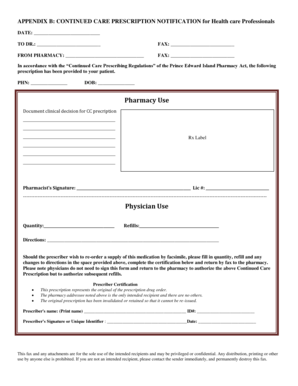 Continued Care Prescription Notification