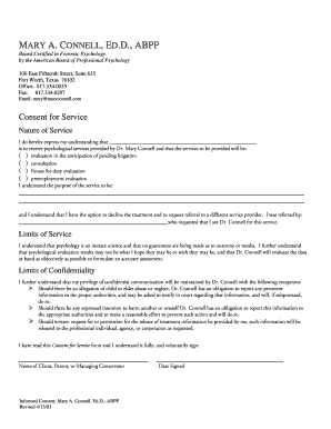Consent for Psychological Services