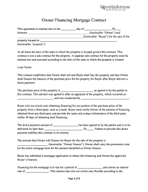 Owner Financing Mortgage Contract