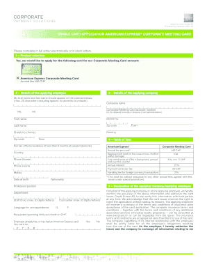 Anmeldung American Express® Corporate Meeting Card