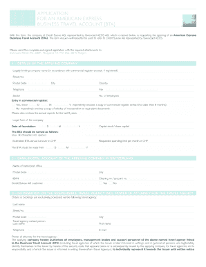 Anmeldung für ein American Express Business Travel Account (BTA)