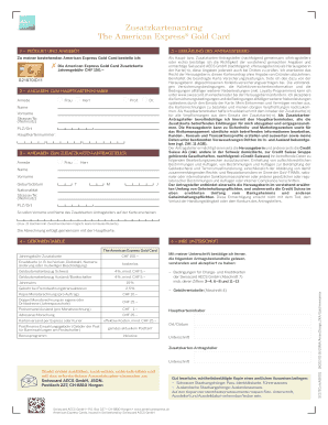 Zusatzkartenantrag The American Express® Gold Card