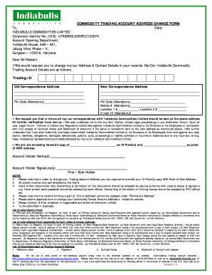 Commodity Trading Account Address Change Form