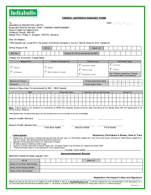 Freeze/Unfreeze Request Form