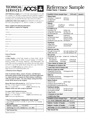 AOCS Reference Sample Order Form
