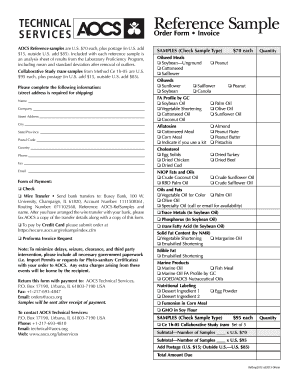 AOCS Reference Sample Order Form