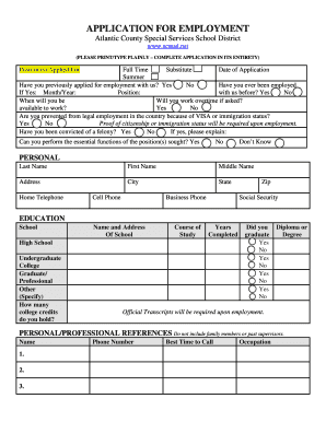 Application for Employment