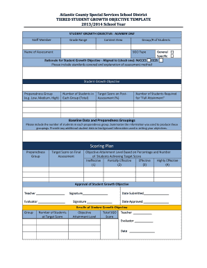 Tiered Student Growth Objective Template