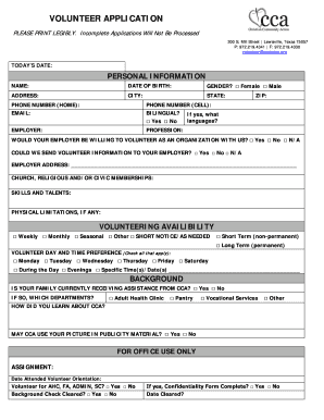 Volunteer Application Form