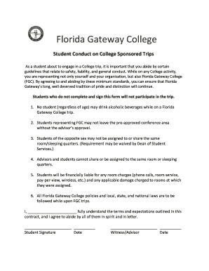 Student Conduct Agreement for College Trips