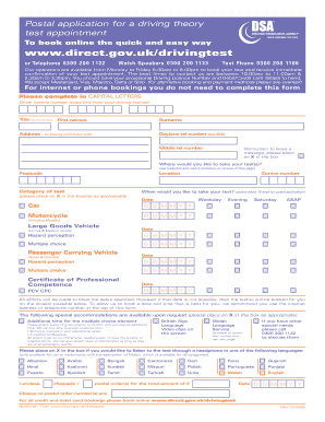 UK Driving Theory Test Application Form