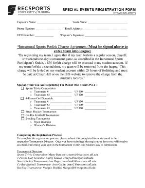 Intramural Sports Registration Form