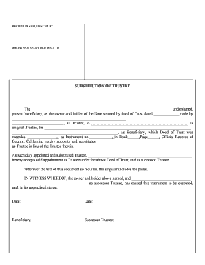Substitution of Trustee Form