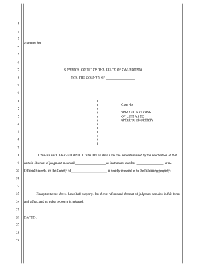 California Specific Release of Lien