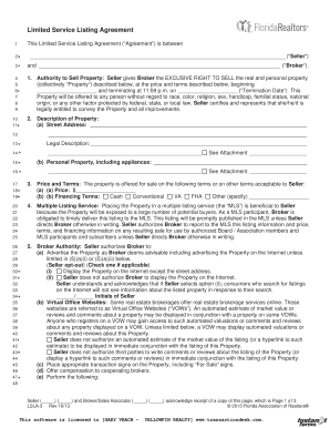 Limited Service Listing Agreement