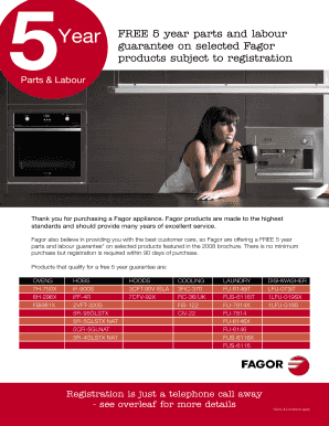 Fagor 5 Year Guarantee Registration Form