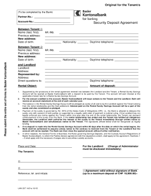 Swiss Security Deposit Agreement