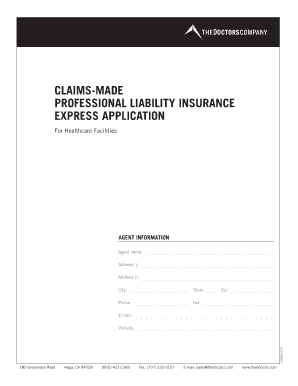 Claims-Made Professional Liability Insurance Application for Healthcare Facilities