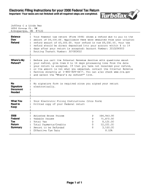 2008 US Federal Tax Return Form 1040