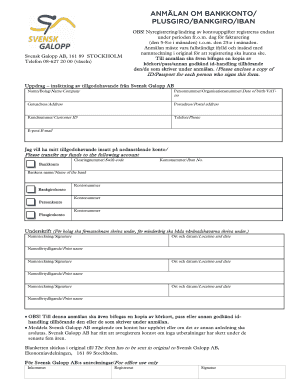 Swedish Bank Account Registration Form