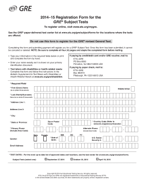 GRE Subject Test Registration Form