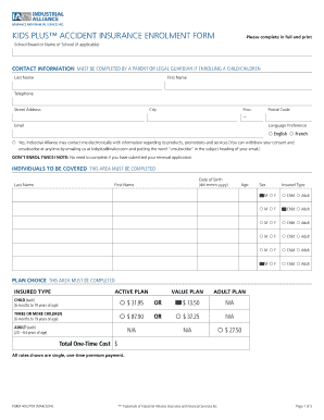 Kids Plus Accident Insurance Enrollment Form