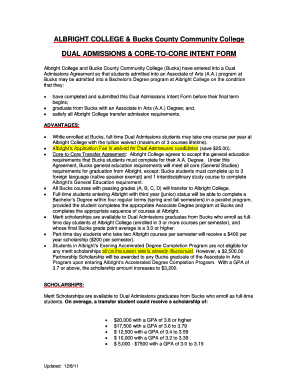 Weekly summary report example - Albright College Intent Form - Bucks County Community College - bucks