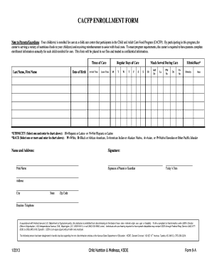 CACFP Enrollment Form