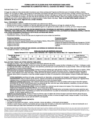Formulario de Elegibilidad por Ingresos Familiares