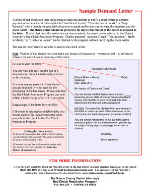 Sample Demand Letter - Solano County - co solano ca