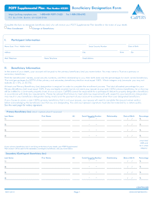 POFF Supplemental Plan Beneficiary Designation Form