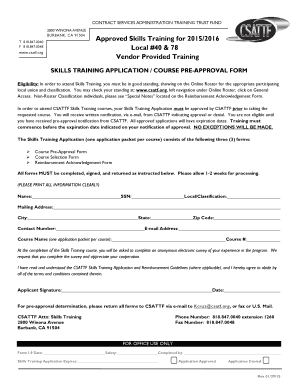 Skills Training Application Form