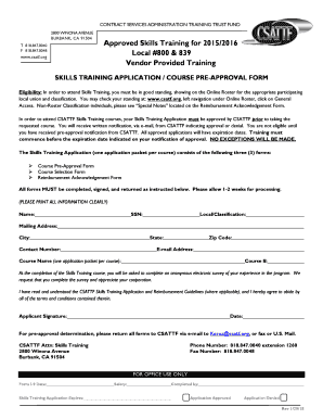 Skills Training Application Form