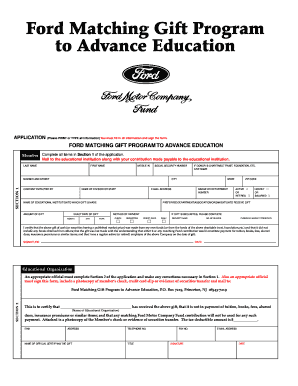 Ford Matching Gift Program Application