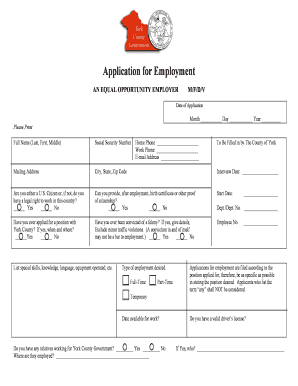 York County Employment Application