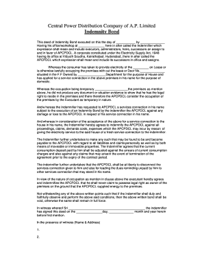 APCPDCL Indemnity Bond