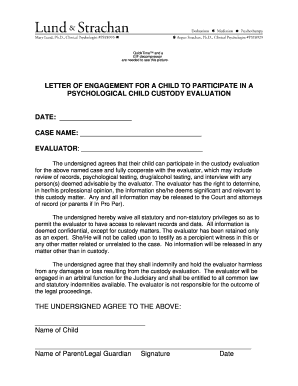 Child Custody Evaluation Engagement Letter