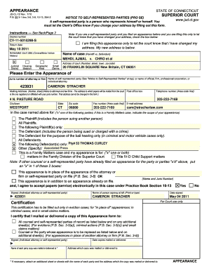 Connecticut Court Appearance Form