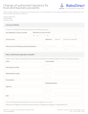 Authorised Signatory Change Form