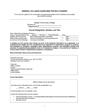 Bergen Community College Syllabus Template