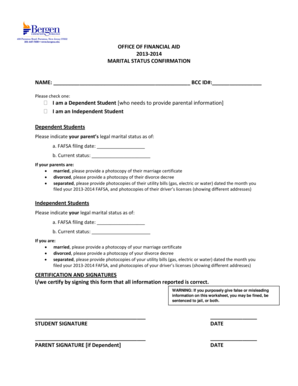 Marital Status Confirmation Form