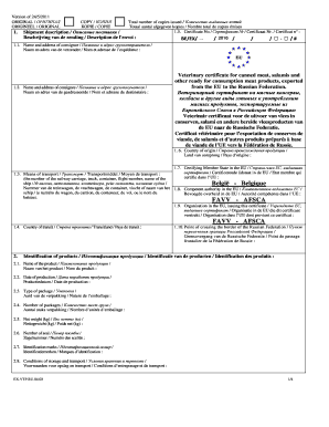 Veterinary Certificate for Meat Products