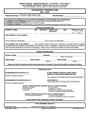 Intradistrict Transfer Form