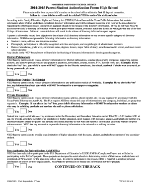 Northside ISD Parent-Student Authorization Form